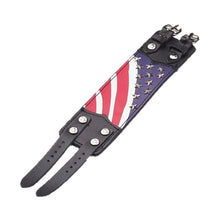 Lade das Bild in den Galerie-Viewer, Armband Lederarmband echt Leder schwarz mit Flagge USA