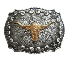 Lade das Bild in den Galerie-Viewer, Gürtelschnalle Texas Longhorn Indianer Western 3D Optik für Wechselgürtel Gürtel