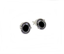 Lade das Bild in den Galerie-Viewer, Ohrringe Ohrstecker Indianerschmuck Onyx 925er Sterling Silber Handarbeit
