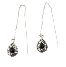 Lade das Bild in den Galerie-Viewer, Ohrringe Durchzieher Tropfen mit Türkis oder Onyx 925 er Sterling Silber