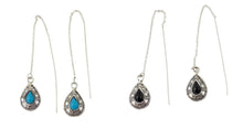 Lade das Bild in den Galerie-Viewer, Ohrringe Durchzieher Tropfen mit Türkis oder Onyx 925 er Sterling Silber