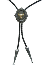 Lade das Bild in den Galerie-Viewer, Bolo Tie Westernkrawatte Longhorn Goldauflage Line Dance