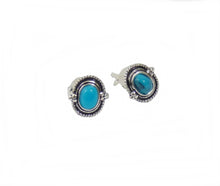 Lade das Bild in den Galerie-Viewer, Ohrringe Ohrstecker Indianerschmuck Türkis 925er Sterling Silber Handarbeit