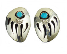 Lade das Bild in den Galerie-Viewer, Ohrclips Ohrringe Indianerschmuck Bärentatze Handarbeit Navajo Sterling Silber