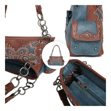 Lade das Bild in den Galerie-Viewer, Geräumige Handtasche Schultertasche Westerntasche Montana West Stickerei Nieten