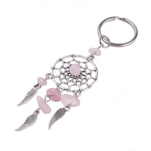 Lade das Bild in den Galerie-Viewer, Schlüsselanhänger Schlüsselring Traumfänger Dreamcatcher mit Rosenquarz