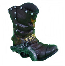 Lade das Bild in den Galerie-Viewer, Dekofigur Stiftehalter Stiftebox Vase Cowboystiefel mit Colt oder Cowboyhut