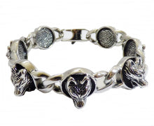 Lade das Bild in den Galerie-Viewer, Edelstahlarmband Armband Edelstahl für Damen und Herren 316 Wolf Wolfskopf