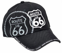Lade das Bild in den Galerie-Viewer, Basecap Cap, Mütze mit Schild bestickt Route 66 schwarz