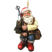 Lade das Bild in den Galerie-Viewer, Weihnachtsmann mit Angel und Fisch Wandbehang Baumbehang Weihnachtsbaum