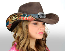 Lade das Bild in den Galerie-Viewer, Dallas Hats Damen Herren Cowboyhut Liberty 2 Wollfilz Flagge USA