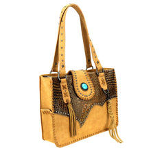Lade das Bild in den Galerie-Viewer, Handtasche Schultertasche Westerntasche Nieten Concho Türkis Line Dance