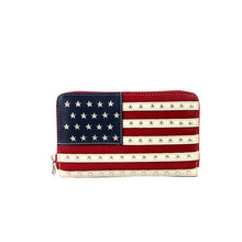 Lade das Bild in den Galerie-Viewer, Brieftasche Gelenktasche große Geldbörse mit Smartphone - Fach Flagge USA Strass