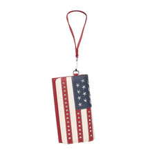 Lade das Bild in den Galerie-Viewer, Brieftasche Gelenktasche große Geldbörse mit Smartphone - Fach Flagge USA Strass