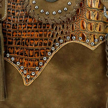Lade das Bild in den Galerie-Viewer, Handtasche Schultertasche Westerntasche Nieten Concho Türkis Line Dance