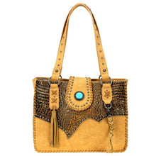 Lade das Bild in den Galerie-Viewer, Handtasche Schultertasche Westerntasche Nieten Concho Türkis Line Dance