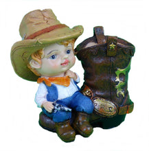 Lade das Bild in den Galerie-Viewer, Dekofigur Stiftehalter Stiftebox Vase Cowboy / Cowgirl auf Cowboystiefel Western