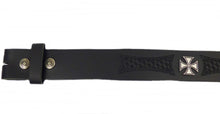 Lade das Bild in den Galerie-Viewer, Gürtel Wechselgürtel Echt Leder schwarz o. braun punziert Eisernes Kreuz 70 -140