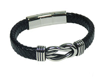 Lade das Bild in den Galerie-Viewer, Stabiles Lederarmband geflochten mit Knoten aus Edelstahl