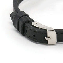 Lade das Bild in den Galerie-Viewer, Echt Lederarmband Biker mit Unendlichkeit aus Edelstahl schwarz