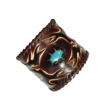 Lade das Bild in den Galerie-Viewer, Echt Lederarmband Westernarmband BREIT braun türkiser Stein