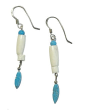 Lade das Bild in den Galerie-Viewer, Ohrringe Ohrhänger Indianerschmuck Westernschmuck Knochen Bein 925er Silber