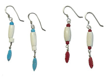 Lade das Bild in den Galerie-Viewer, Ohrringe Ohrhänger Indianerschmuck Westernschmuck Knochen Bein 925er Silber