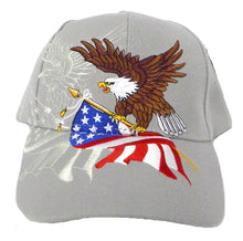 Lade das Bild in den Galerie-Viewer, Native Pride Adler Flagge USA Baseballcap Cap mit Schild Bestickt Grau