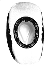 Lade das Bild in den Galerie-Viewer, Weißer Cowboyhut Westernhut Strohhut mit Hutband und bestickter Seitenkrempe