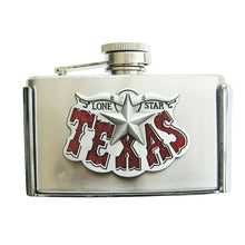 Lade das Bild in den Galerie-Viewer, Gürtelschnalle Buckle Gürtelschliesse m. Taschenflasche Flachmann Texas Longhorn