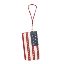 Lade das Bild in den Galerie-Viewer, Brieftasche Gelenktasche große Geldbörse mit Smartphone - Fach Flagge USA Strass