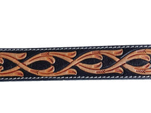 Lade das Bild in den Galerie-Viewer, Schwarz braun gemusterter Westerngürtel Gürtel Wechselgürtel echt Leder