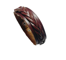 Lade das Bild in den Galerie-Viewer, Echt Lederarmband Western Biker braun oder schwarz Flechtung