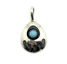 Lade das Bild in den Galerie-Viewer, Anhänger Bärentatze mit Türkis 925er Sterling Silber Handarbeit Navajo