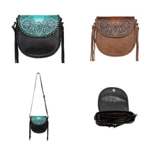 Lade das Bild in den Galerie-Viewer, Florentine Handtasche Schultertasche Westerntasche Fransen Florale Prägung