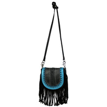 Lade das Bild in den Galerie-Viewer, Handtasche Schultertasche Westerntasche Montana West Leder mit Fransen Nieten