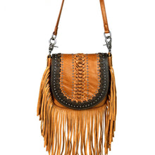 Lade das Bild in den Galerie-Viewer, Handtasche Schultertasche Westerntasche Montana West Leder mit Fransen Nieten