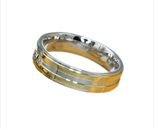Lade das Bild in den Galerie-Viewer, Golden Edge Ring Bandring Partnerring gold silber Edelstahl 6 mm breit
