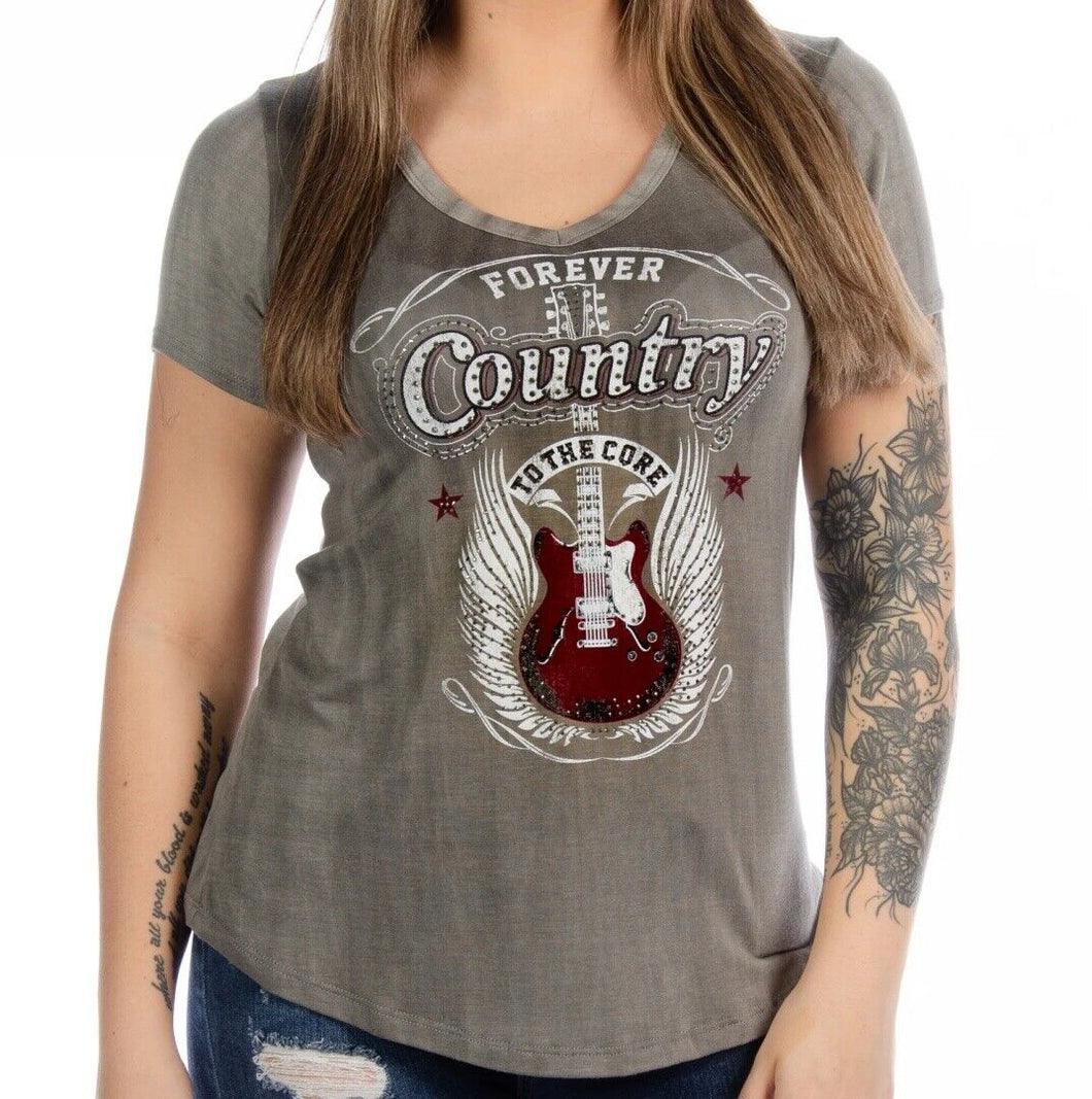 Forever Country T-Shirt Westernshirt Westernwear Gitarre Line Dance Western