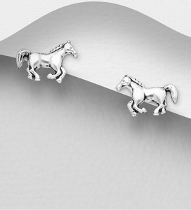"Silver Mustang" Ohrstecker Pferd 925er Silber