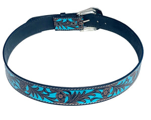 Ledergürtel „Turquoise Blossom“ Westerngürtel Leder – florales Must braun türkis