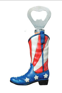 Farbenfroher Cowboystiefel mit Flaschenöffner Flagge USA Western Wilder Westen