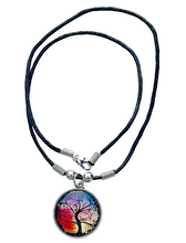 Lade das Bild in den Galerie-Viewer, Tree of Colors Cabochon Halskette Lebensbaum – Baumwollwachsband 48 cm
