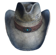 Lade das Bild in den Galerie-Viewer, Desert Star Western Strohhut Cowboyhut mit Leder-Applikation
