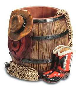 Stifteköcher Western Fass Deko-Behälter Halter Vase Cowboyhut Cowboystiefel