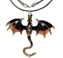 Lade das Bild in den Galerie-Viewer, Kette Halskette Modeschmuck mit Anhänger Drachen Dragon verschiedene Farben
