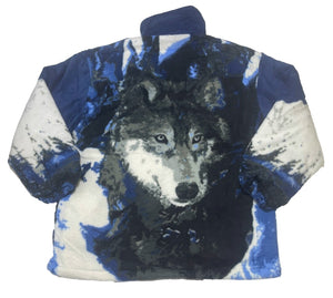 Wolf in Berglandschaft Fleecejacke mit Reißverschluß M - 3 Xl