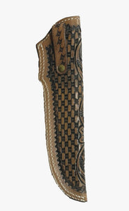 Linkshänder Messertasche Leder Ledermesserscheide, Braun, mit Gürtelschlaufe