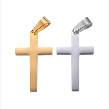 Lade das Bild in den Galerie-Viewer, Pure Line Cross Schlichter Kreuz-Anhänger aus Edelstahl – 28 × 15,5 × 1,9 mm
