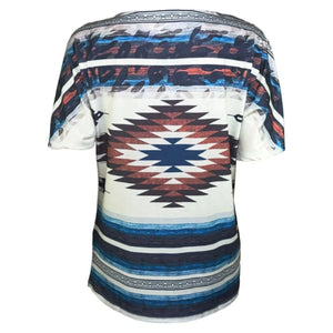 T-Shirt Westernshirt bedruckt mit Vogel- und Azteken-Design